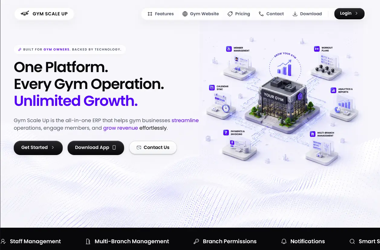 GymScaleUp gym management platform website